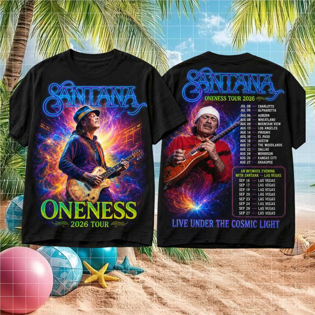 Santana Oneness Tour 2026 Live Under The Cosmic Light Retro Music Shirt Santana Merch Fan Gifts - Merchluma