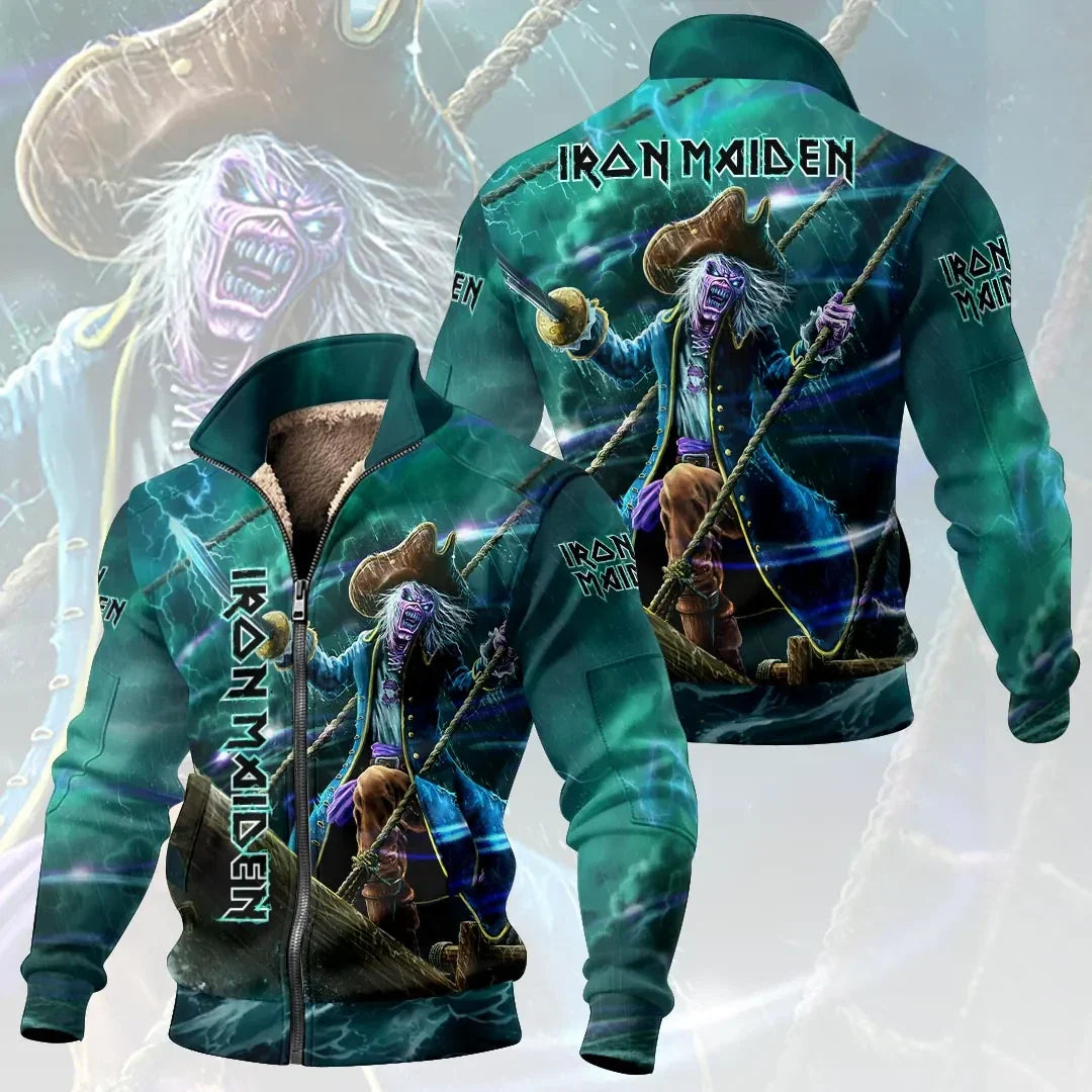 Iron Maiden Eddie Stand Collar Zip Jacket 2026 Iron Maiden Merch Best Gift For Band Fan - Merchluma