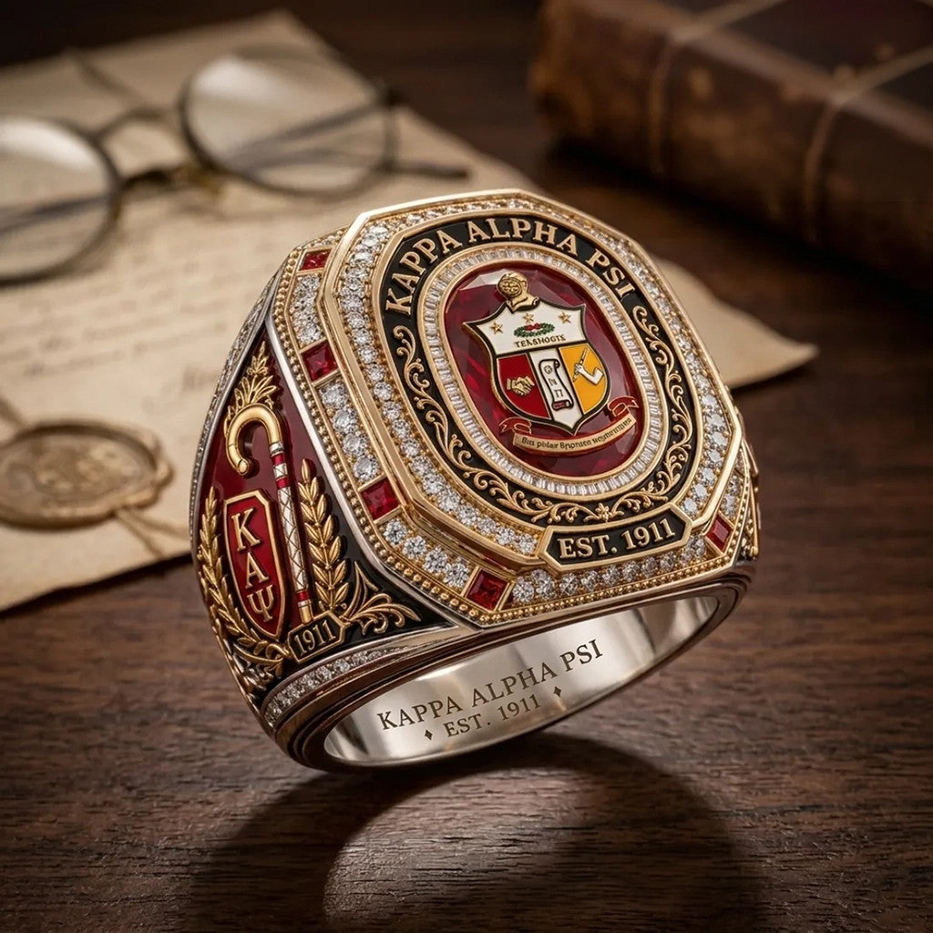 Kappa Alpha Psi 1911 Gold Tone Ring KAP Fraternity Merch Gift For Father In Law - Merchluma