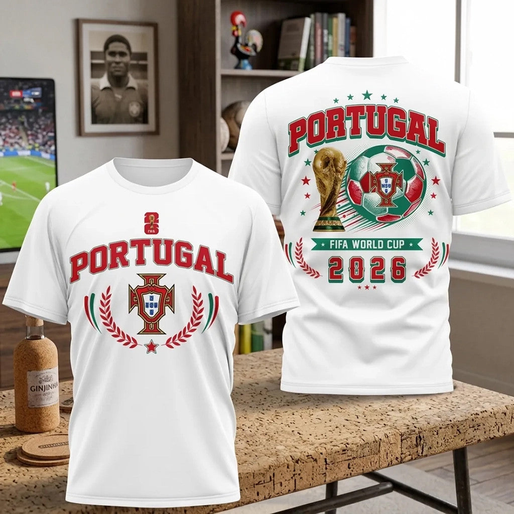 Portugal FIFA World Cup 2026 White T-Shirt Portugal National Team Merch Football Fan Gear - Merchluma