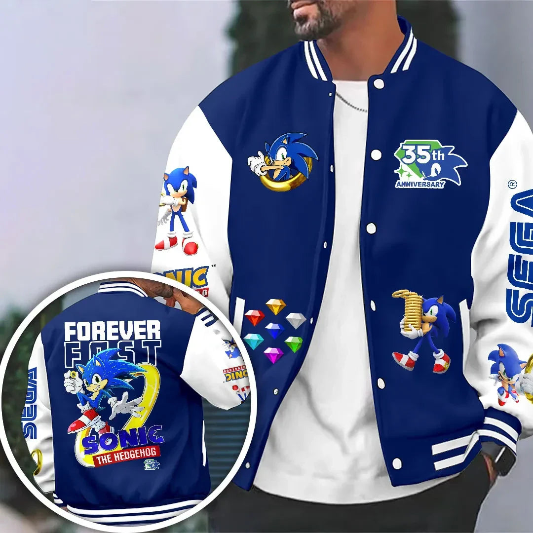 Sonic The Hedgehog 35th Anniversary Merch 2026 Sonic Forever Fast Varsity Jacket Gift For Him - Merchluma