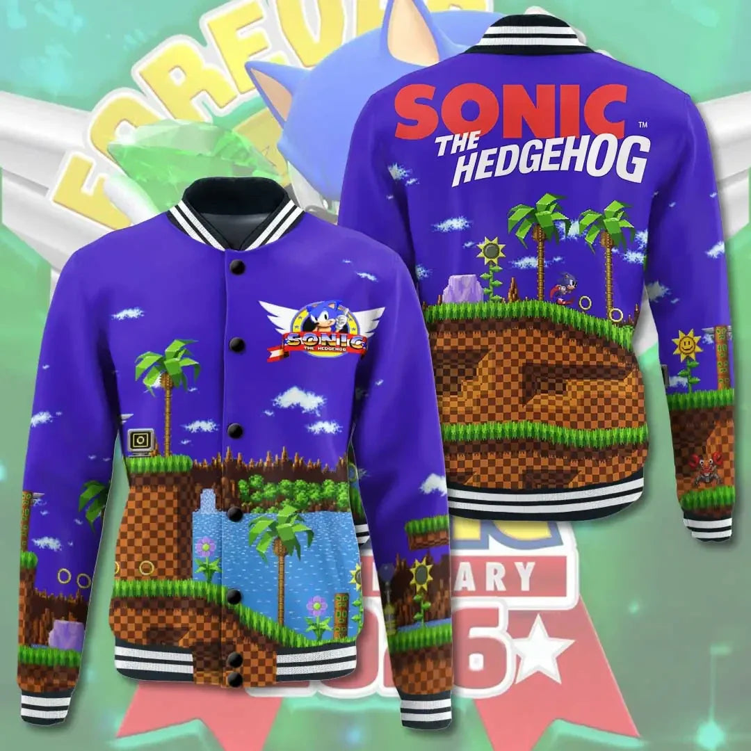 Sonic The Hedgehog 35th Anniversary Merch 2026 Sonic the Hedgehog Varsity Jacket BFF Gifts - Merchluma