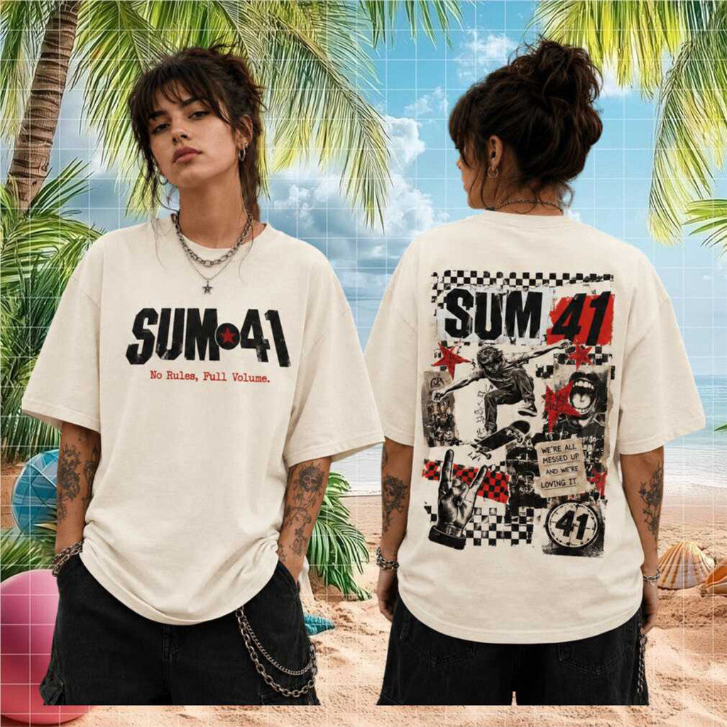 Sum 41 No Rules Full Volume Retro T-Shirt Skate Punk Concert Tour Shirt Sum 41 Merch Fan Gifts - Merchluma