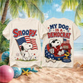 Snoopy My Dog Is A Democrat Shirt Funny Political American Flag Tee Humorous Gifts - Merchluma