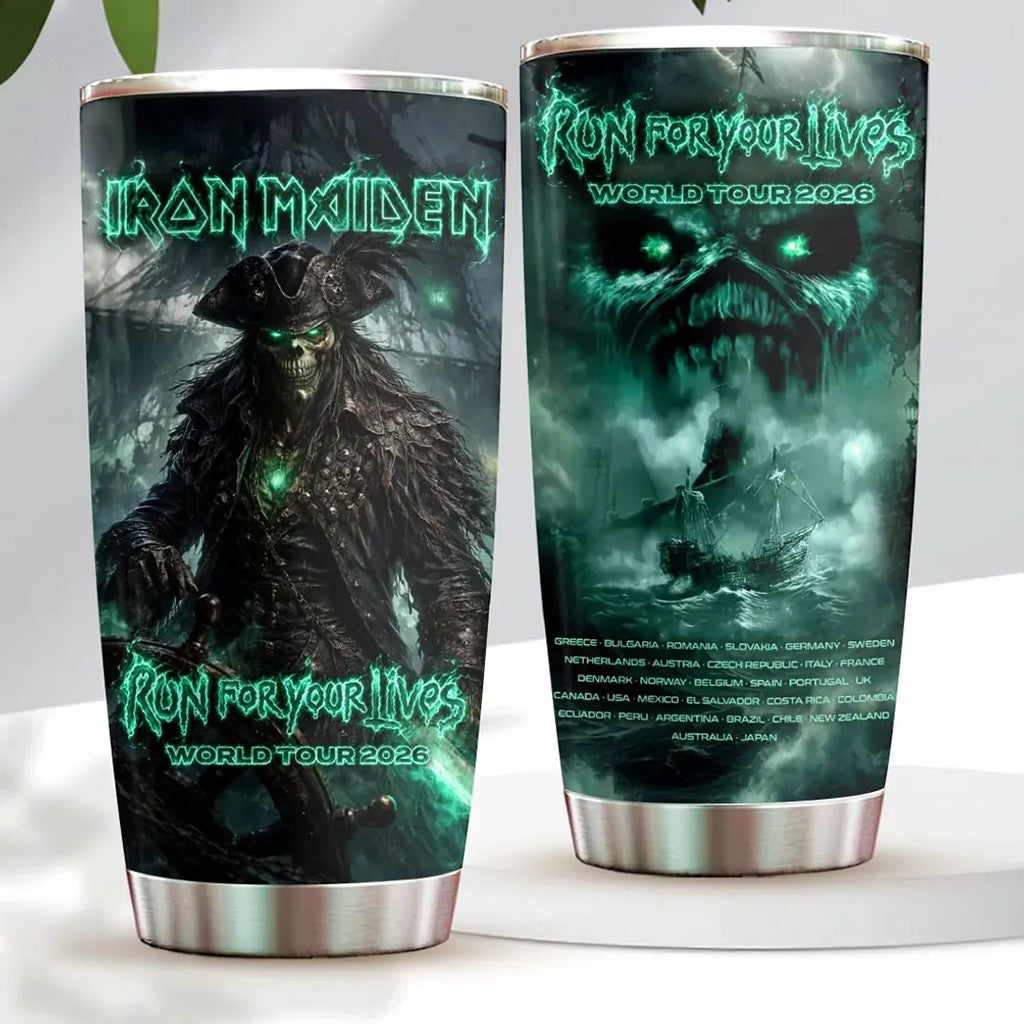Iron Maiden Run For Your Lives 2026 Tour Tumbler Iron Maiden Merch Gift For Music Lovers - Merchluma