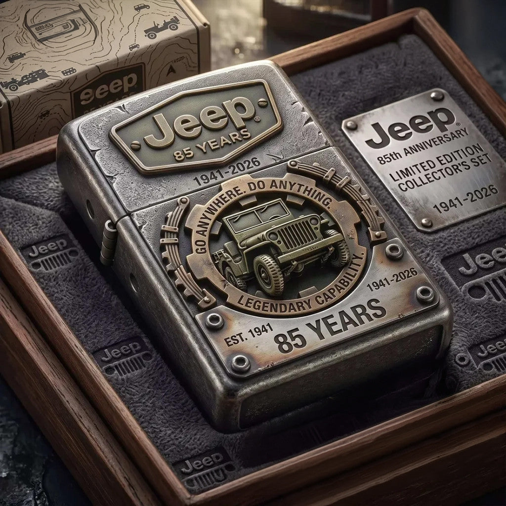 Jeep 85th Anniversary Metal Zippo Lighter Case 2026 Jeep Merch Best Gift For Stepdad - Merchluma