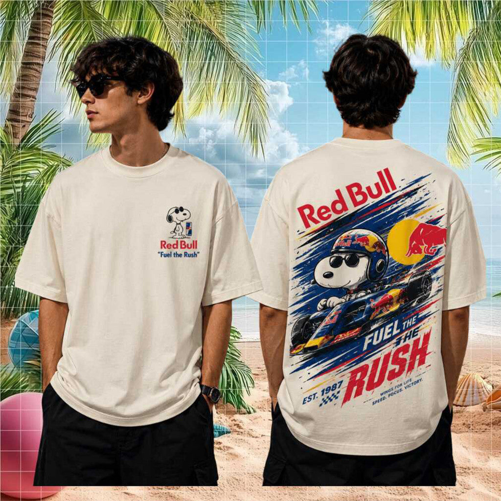 Red Bull Fuel The Rush Racing Snoopy Vintage T-Shirt Red Bull Racing Merch Gift For BFF - Merchluma