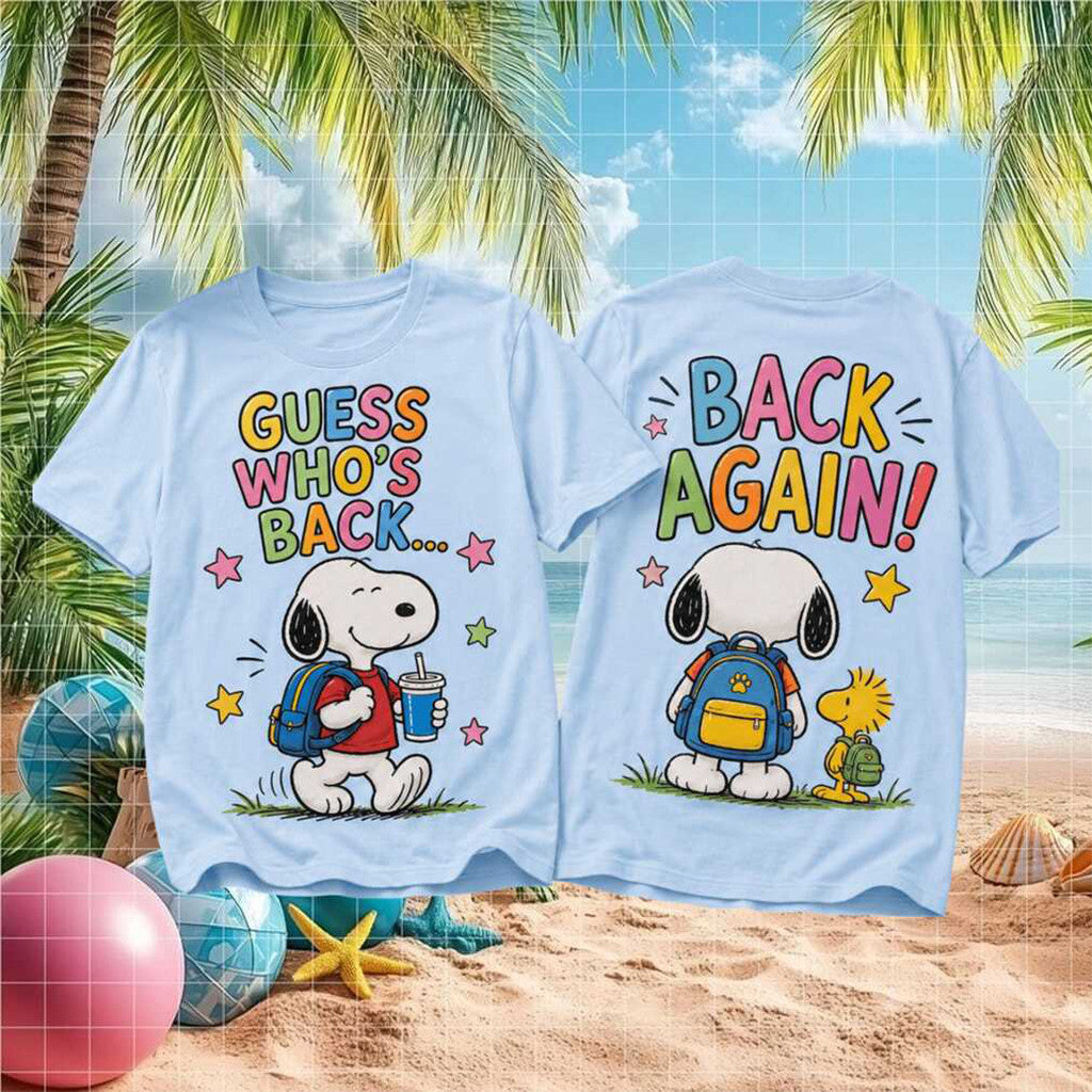 Snoopy Guess Who Is Back Again T-Shirt Back To School Clothing Gift For Son - Merchluma