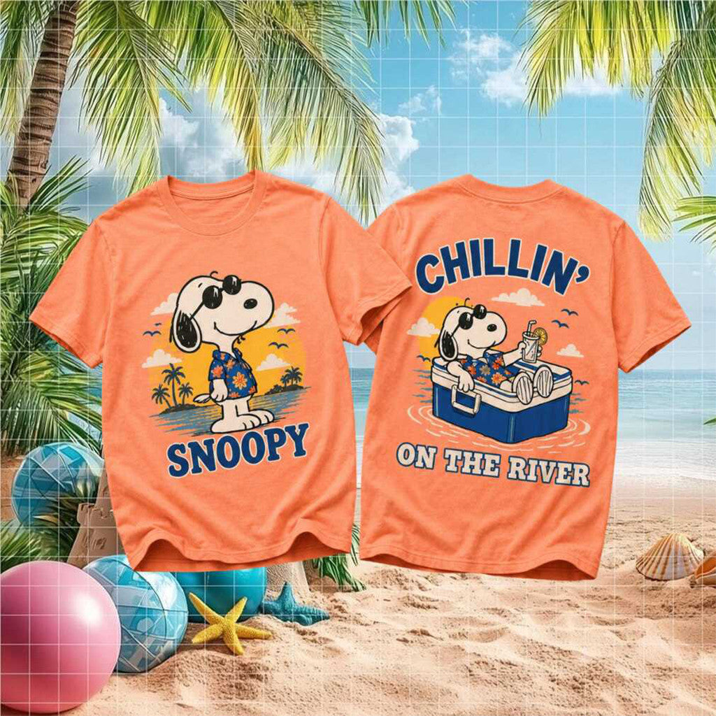 Snoopy Chillin On The River Summer Vacation Retro T-Shirt Cartoon Gift For Summer - Merchluma