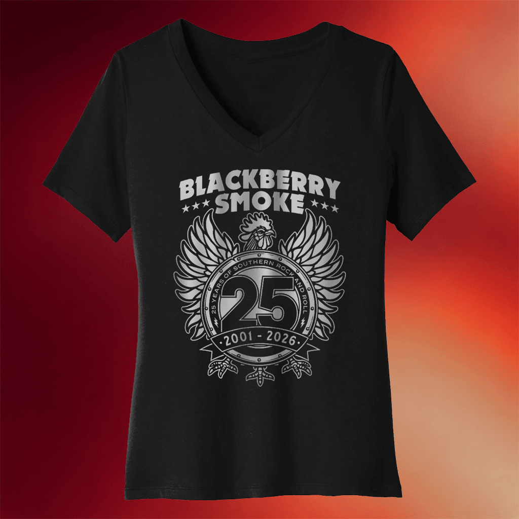 Blackberry Smoke Merch 2026 BBS 25th Anniversary V-Neck Shirt Rock Band Fan Gifts For Her - Merchluma