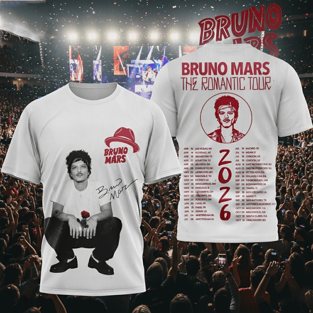Bruno Mars Merch Bruno Mars The Romantic Tour 2026 Concert Shirt Gifts For Brother In Law - Merchluma