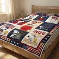 Snoopy USA 250th Anniversary Quilt Blanket Snoopy Merch Patriotic Gifts For Son - Merchluma