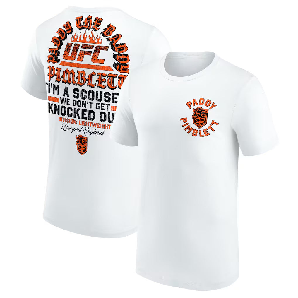 Paddy Pimblett Merch 2026 Paddy Pimblett UFC We Don't Get Knocked Out T-Shirt White UFC Merch - Merchluma
