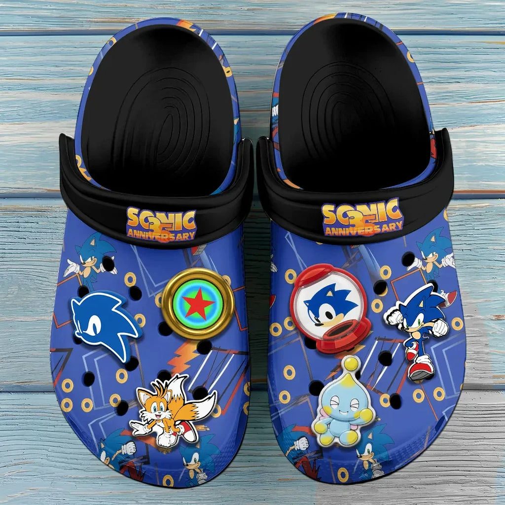 Sonic The Hedgehog 35th Anniversary Clogs 2026 Sonic The Hedgehog Merch Best Birthday Gifts - Merchluma