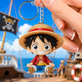 One Piece Monkey D Luffy Keychain Chibi Pirate Keyring One Piece Merch Cute Anime Gifts For Son - Merchluma