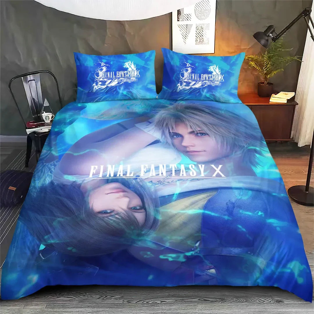 Final Fantasy X 25th Anniversary Duvet Bedding Set Final Fantasy X Merch Game Bed Decorations - Merchluma