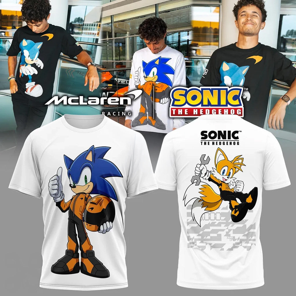 Mclaren X Sonic The Hedgehog 1000th GP T-Shirt Mclaren Merch Useful Gift For Him - Merchluma