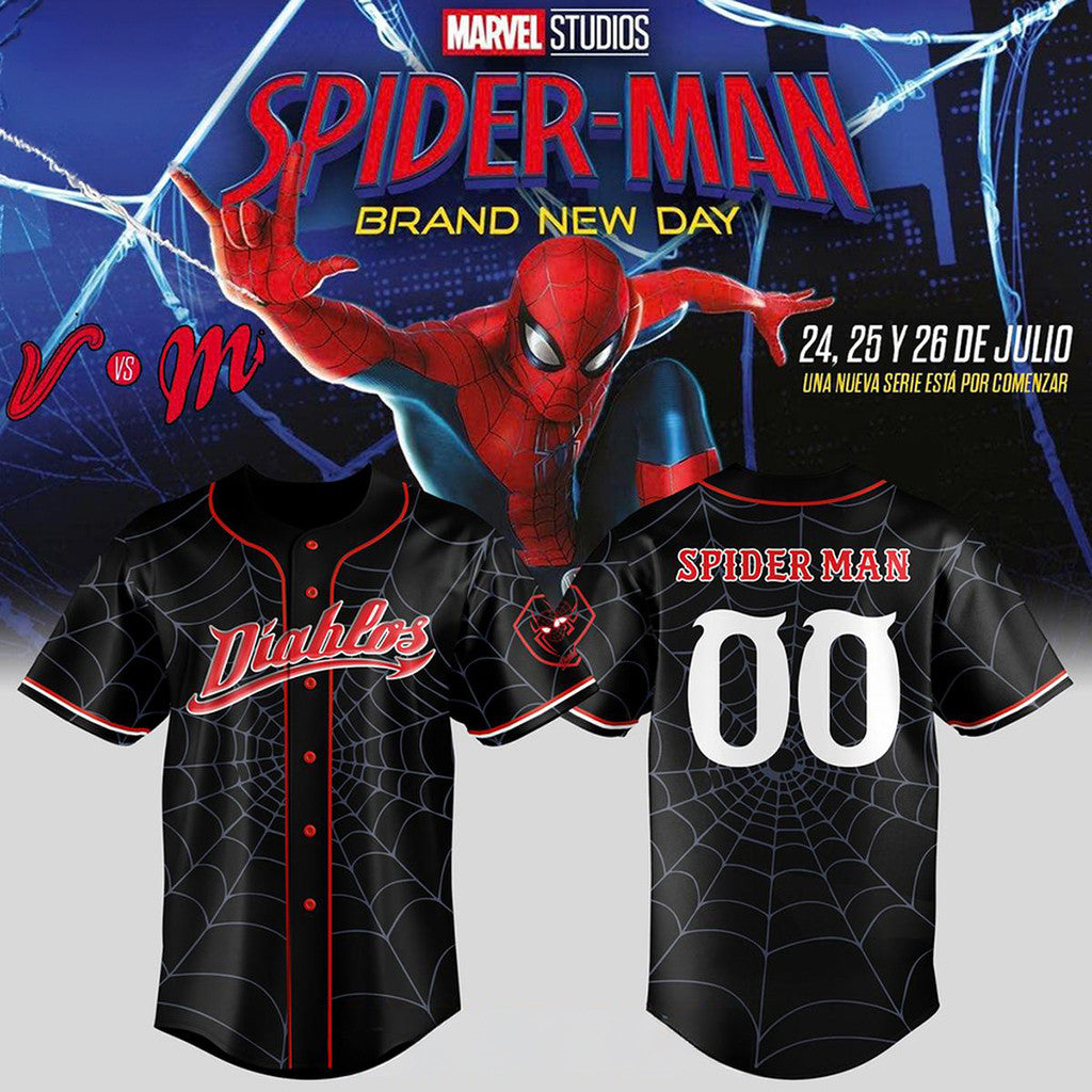 Diablos Rojos Del Mexico Merch Spider-Man 2026 Baseball Jersey Funny Gifts For Fans - Merchluma