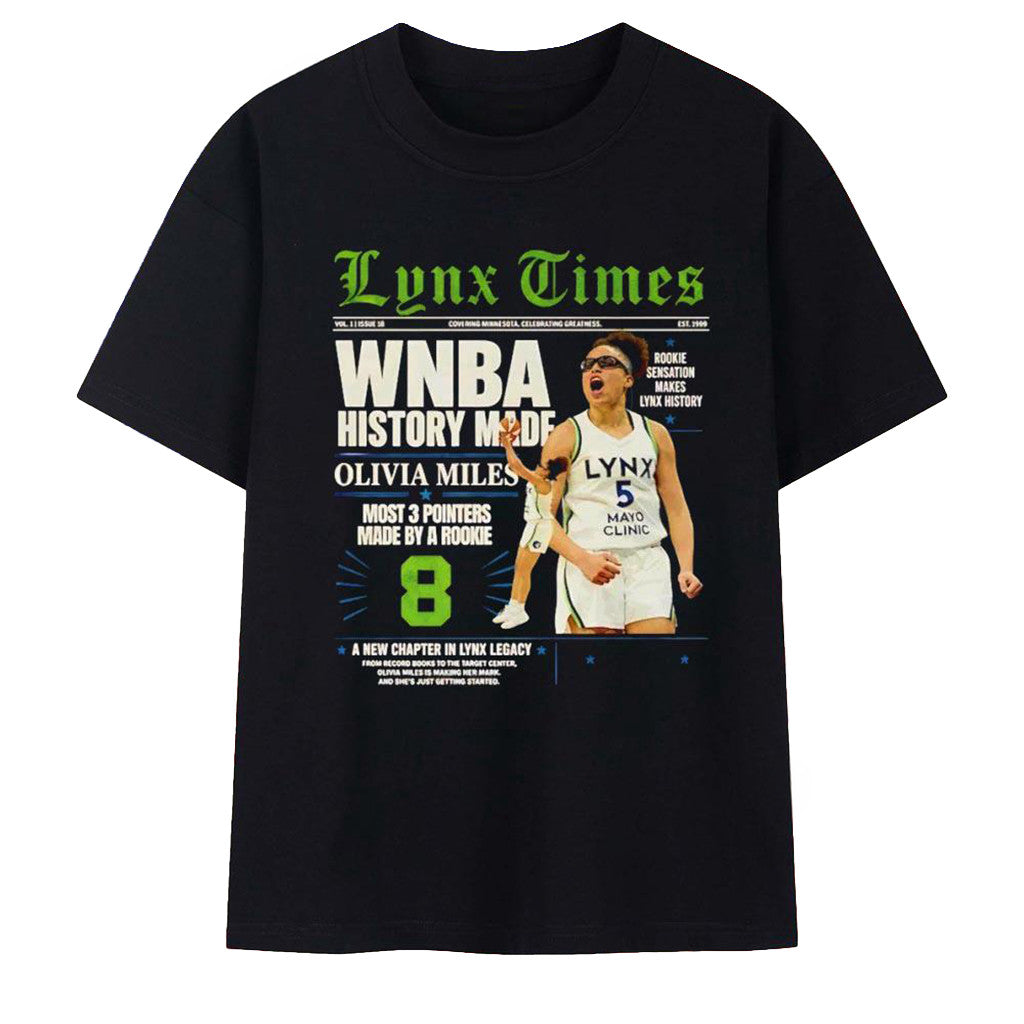 Minnesota Lynx Time Olivia Miles History Made T-Shirt Minnesota Lynx Merch Gifts For Men Fans - Merchluma