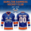 Personalized Hamilton Hammers Ice Blue And Orange Team 2026 Hockey Jersey Hammers Merch - Merchluma