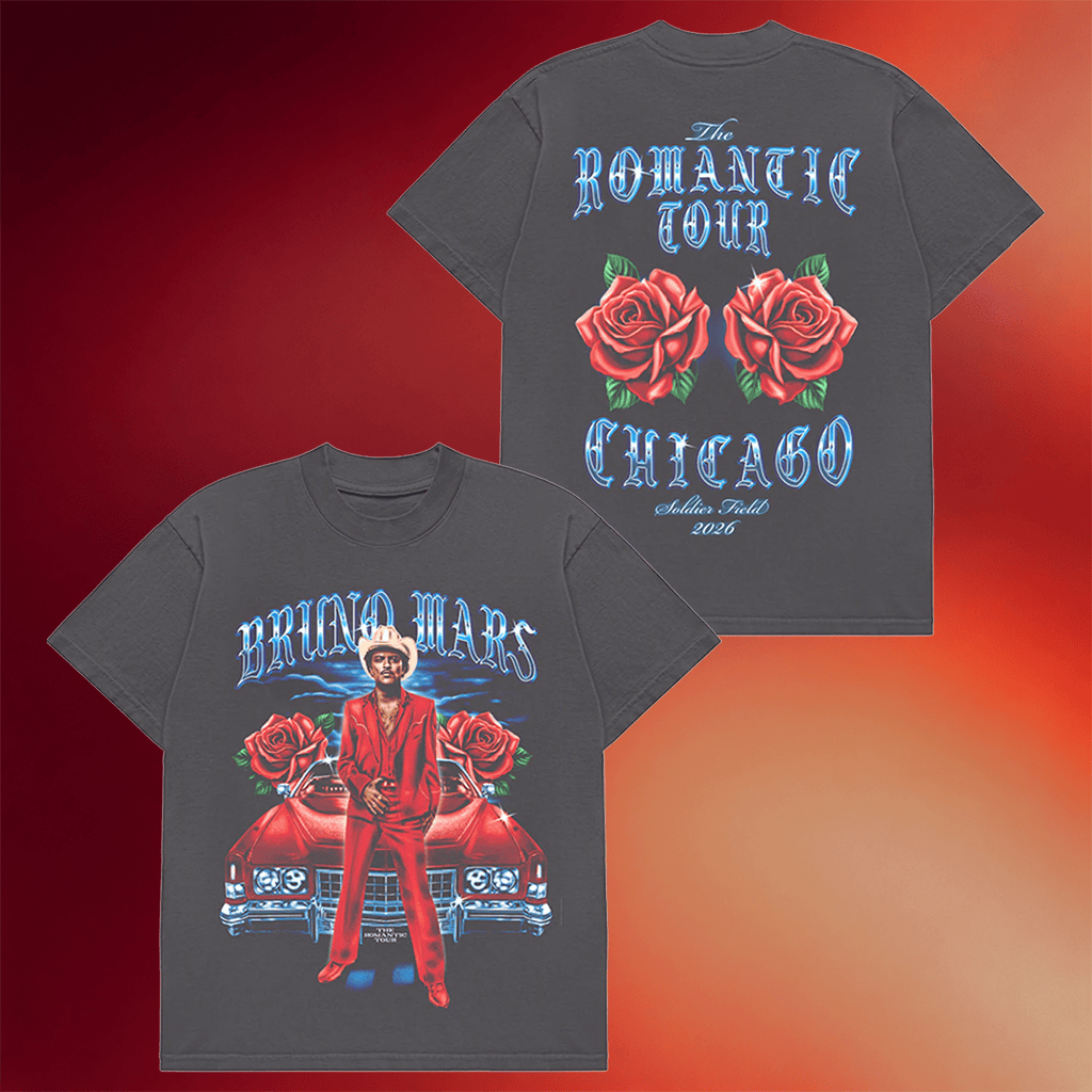 Bruno Mars Merch 2026 Chicago The Romantic Tour Vintage T-Shirt Bruno Mars Chicago Merch Gifts - Merchluma