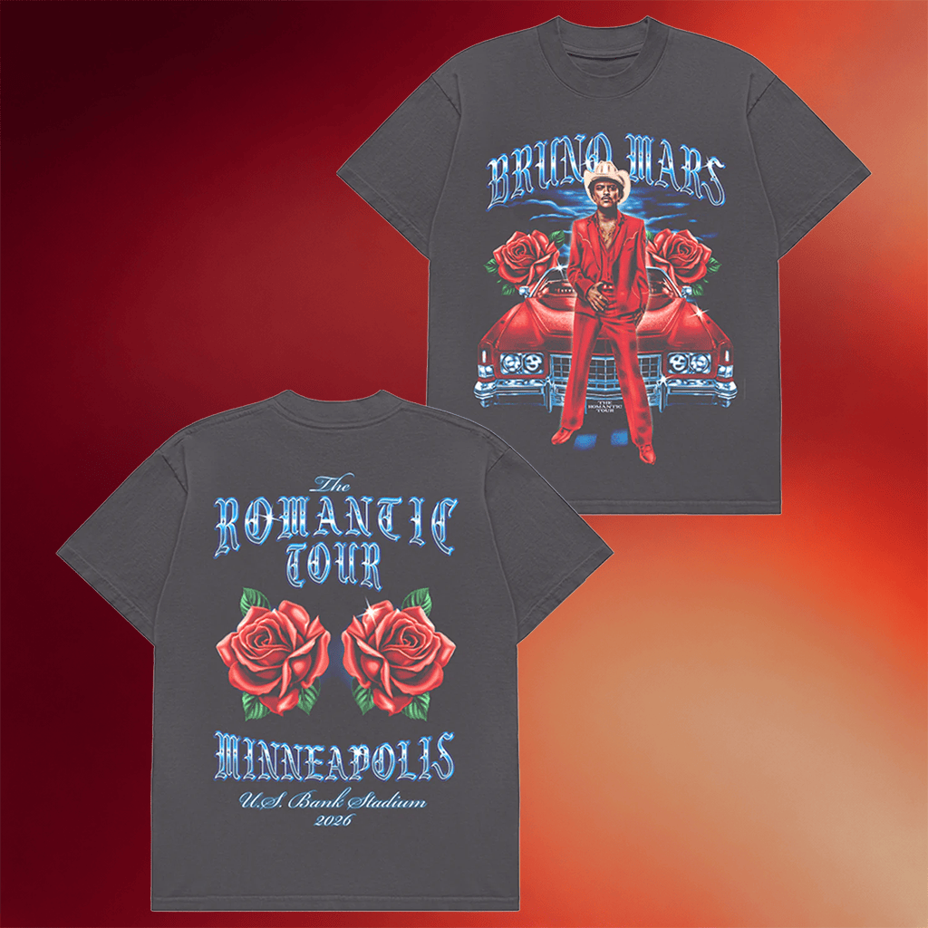 Bruno Mars Merch 2026 Minneapolis The Romantic Tour T-Shirt Vintage Music Gift Ideas For Guys - Merchluma