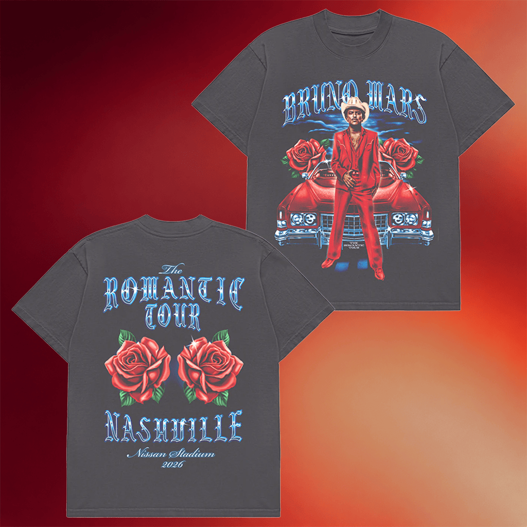 Bruno Mars Merch 2026 Nashville The Romantic Tour T-Shirt Vintage Cool Gifts For Music Lovers - Merchluma