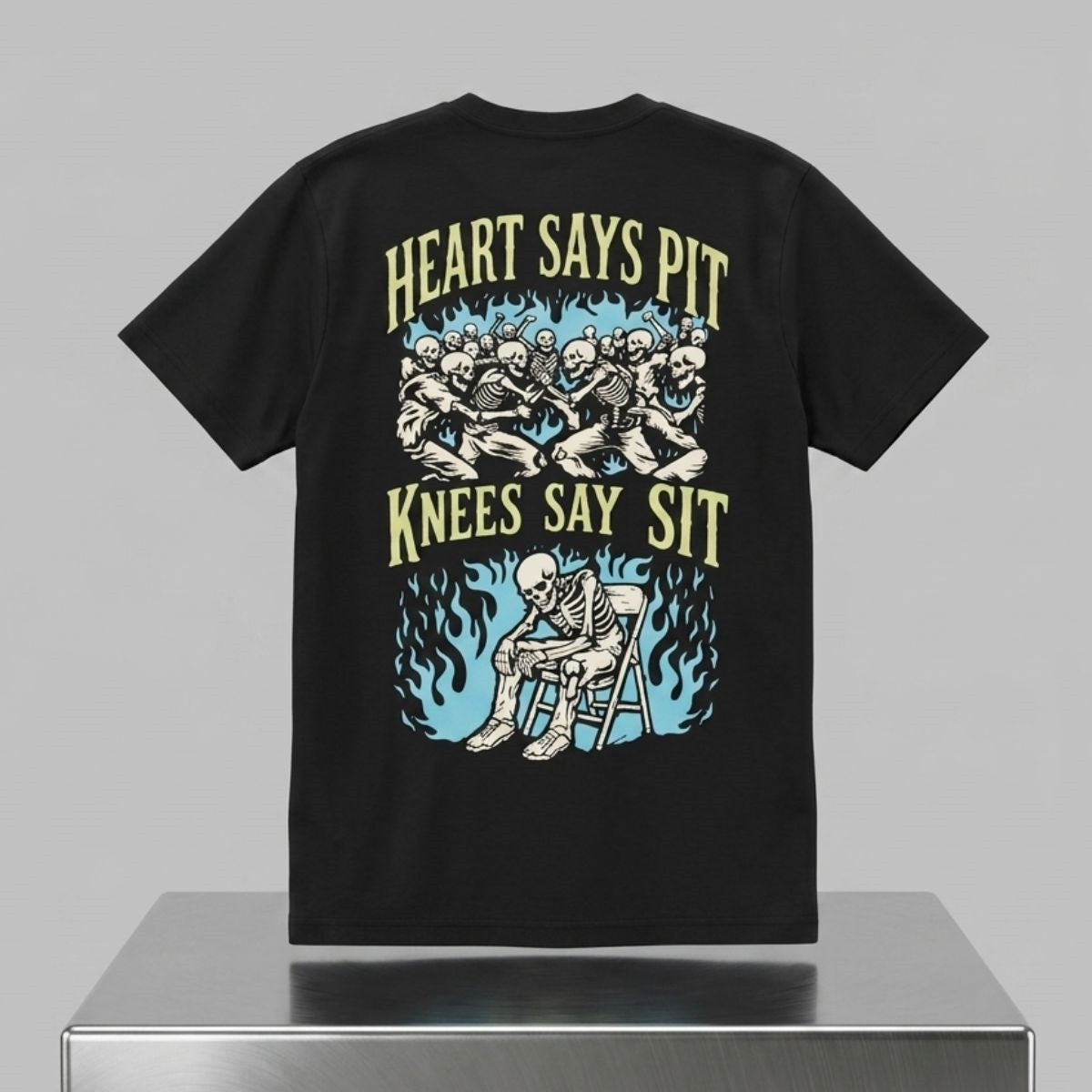 Heart Says Pit Knees Say Sit Shirt Skeleton Mosh Pit T-Shirt 2026 Funny Gifts For Brothers - Merchluma