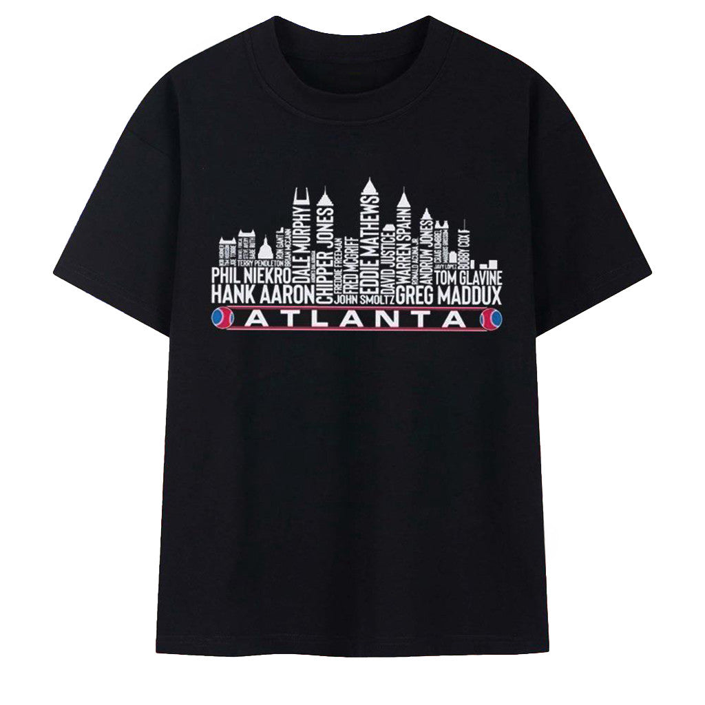 Atlanta Braves Legends Skyline Names T-Shirt Atlanta Braves Merch Cool Gifts For Fans - Merchluma
