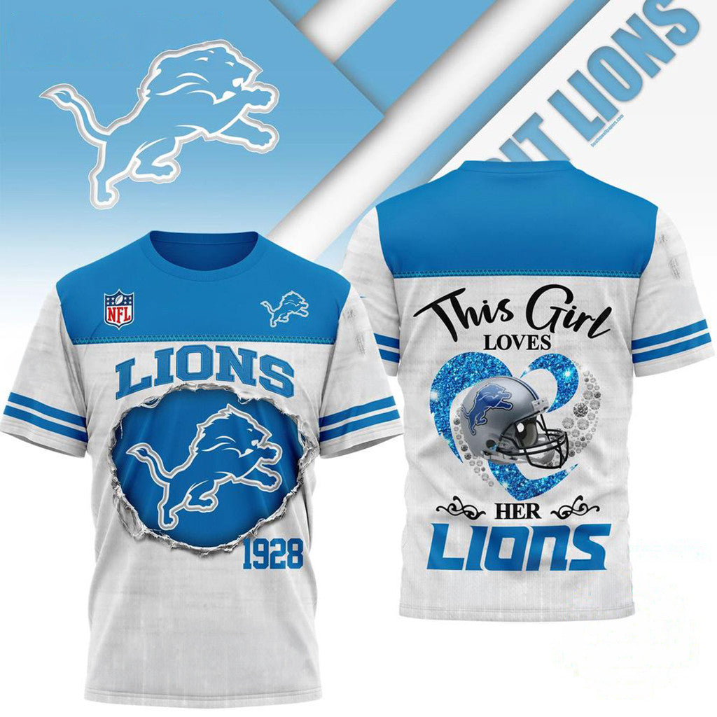 Detroit Lions This Girl Loves Her Lions T-Shirt Detroit Lions Merch Gifts For Husband - Merchluma