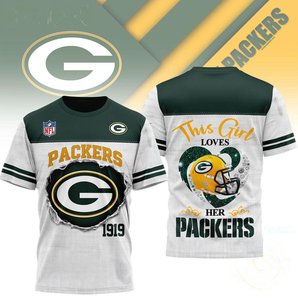 Green Bay Packers Merch This Girl Loves Her Packers T-Shirt Best Gifts For Fans - Merchluma