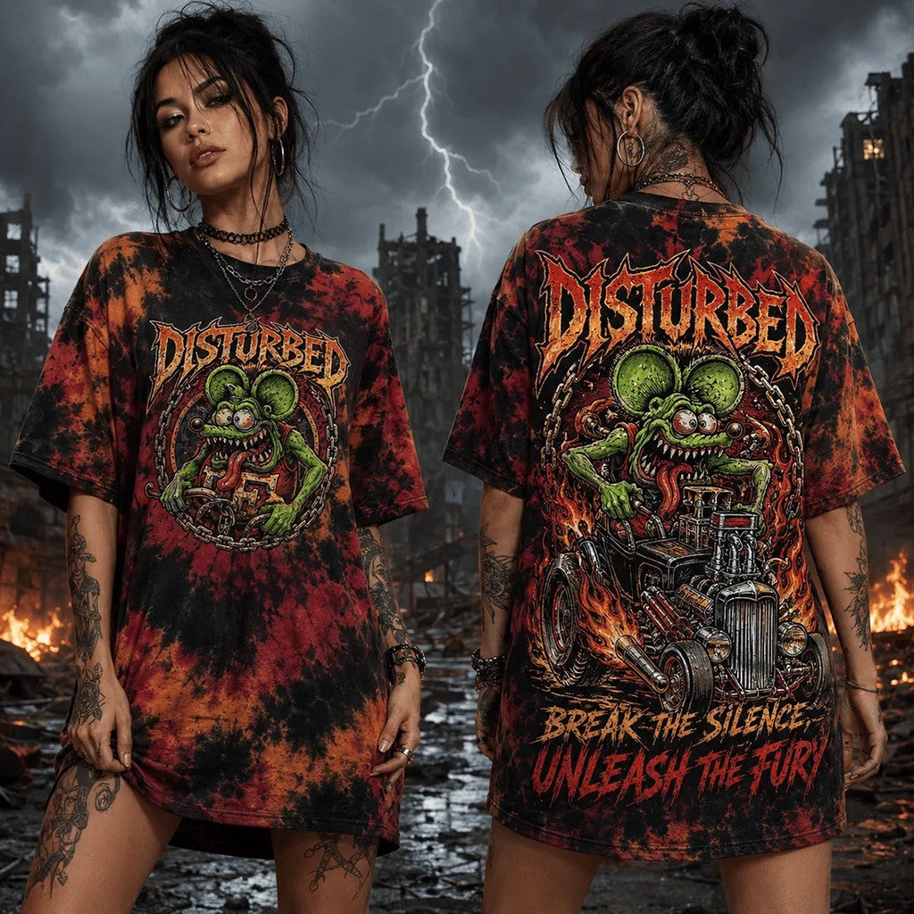 Disturbed Rat Hot Rod Premium Tie Dye T-Shirt Disturbed Break The Silence Unleash The Fury Shirt - Merchluma