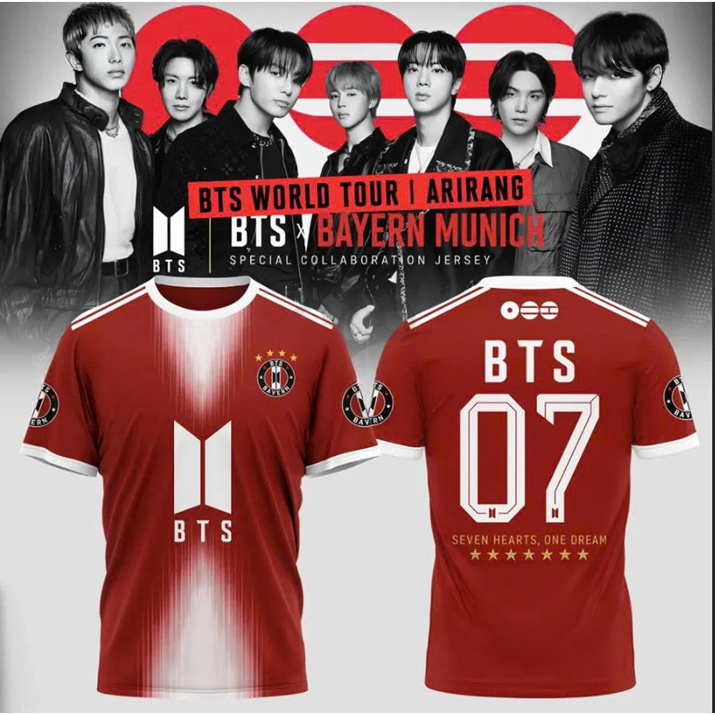 BTS World Tour Arirang X FC Bayern Munich T-Shirt Bangtan Boys Merch Gifts For Brother - Merchluma