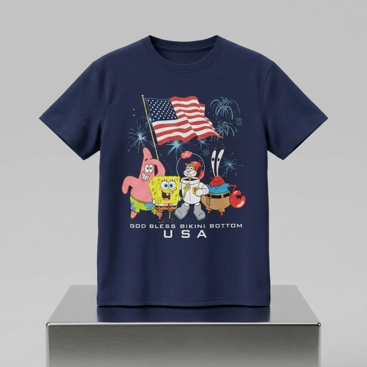 Spongebob God Bless Bikini Bottom USA Shirt Funny Patriotic Shirt Gift For Friends - Merchluma