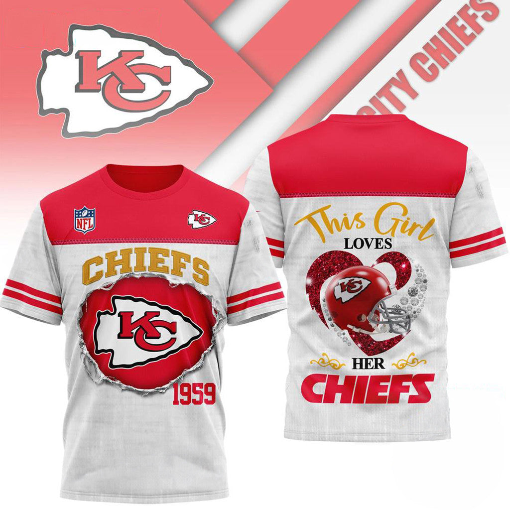 Kansas City Chiefs Merch This Girl Loves Her Chiefs T-Shirt Gifts For Him - Merchluma