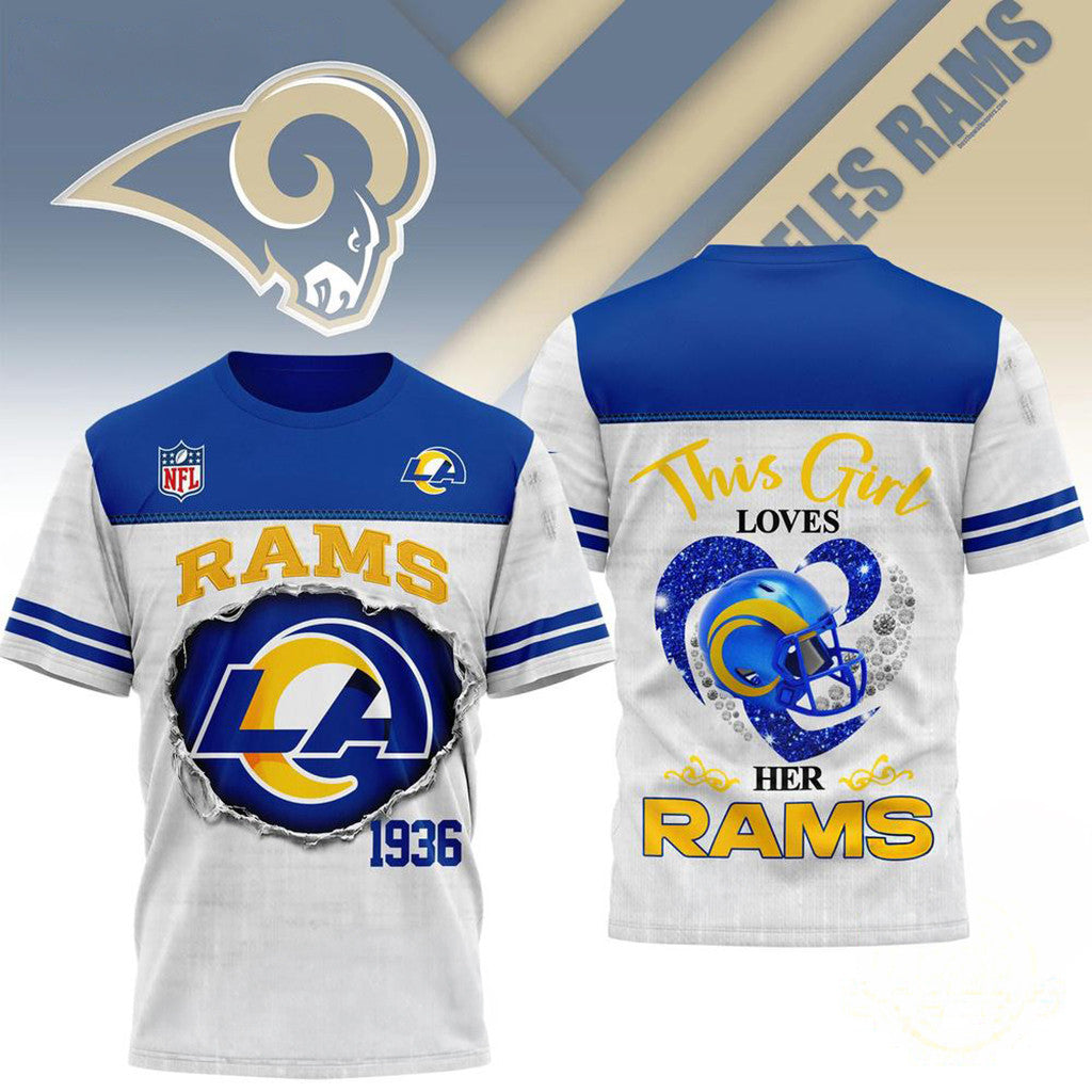 Los Angeles Rams Merch This Girl Loves Her Rams T-Shirt Gifts For Brother - Merchluma