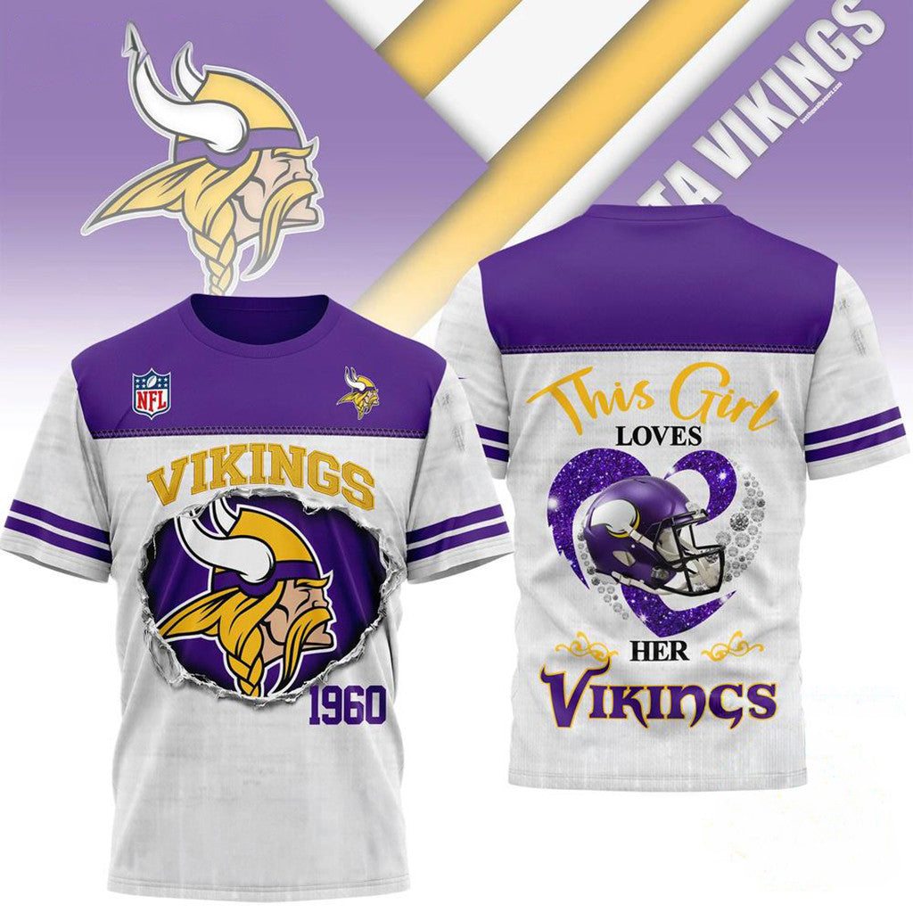 Minnesota Vikings Merch This Girl Loves Her Vikings T-Shirt Gift Ideas - Merchluma