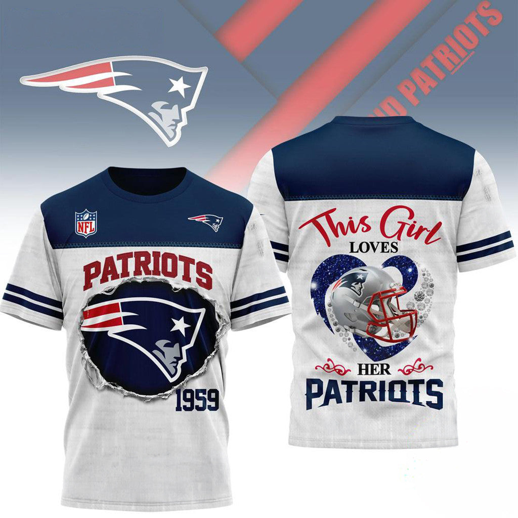 New England Patriots Merch This Girl Loves Her Patriots T-Shirt Unique Gift For Him - Merchluma
