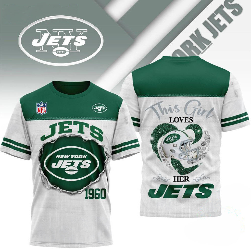 New York Jets Merch This Girl Loves Her Jets T-Shirt Gifts Ideas For Husband - Merchluma