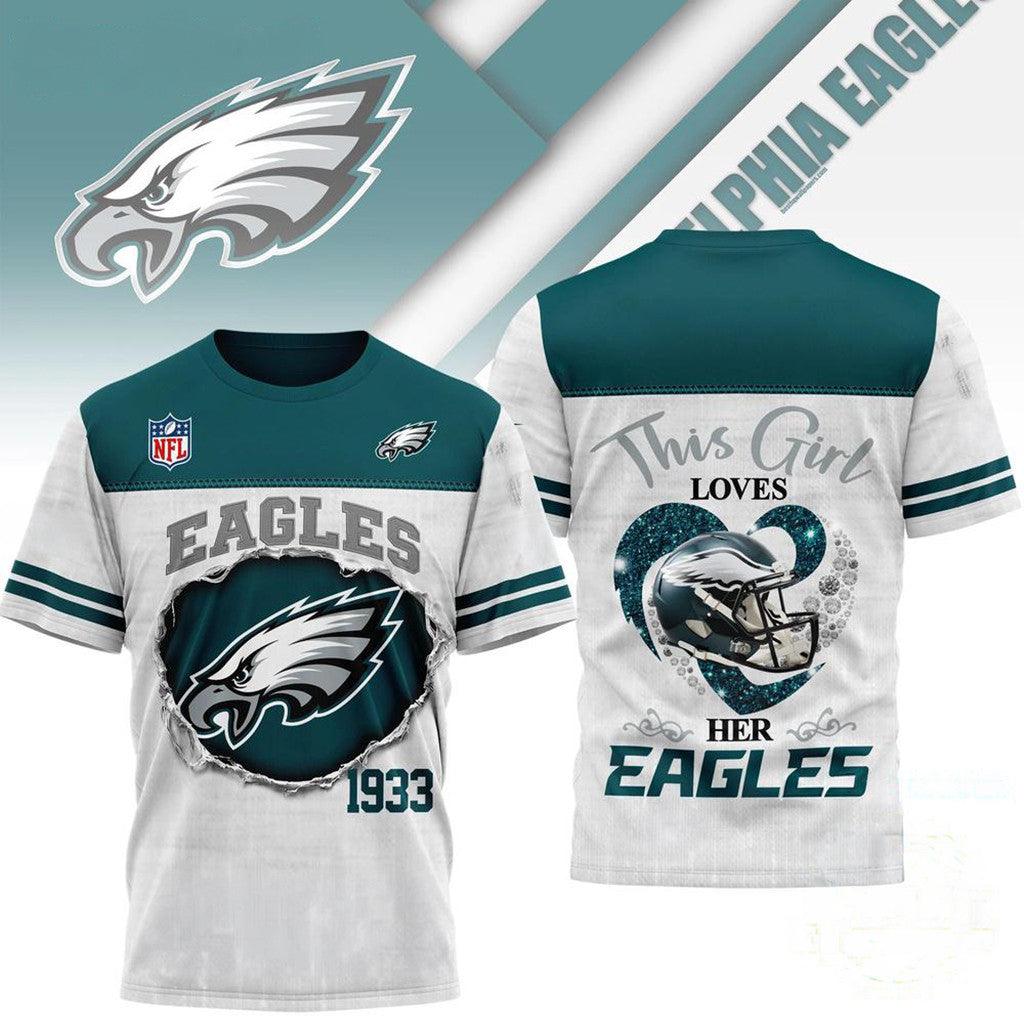 Philadelphia Eagles Merch This Girl Loves Her Eagles T-Shirt Useful Gift For Him - Merchluma