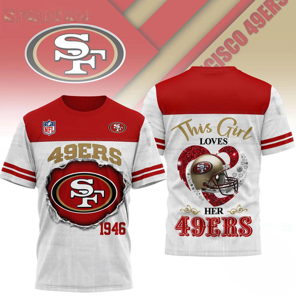 San Francisco 49ers Merch This Girl Loves Her 49ers T-Shirt Birthday Gift For Brother - Merchluma