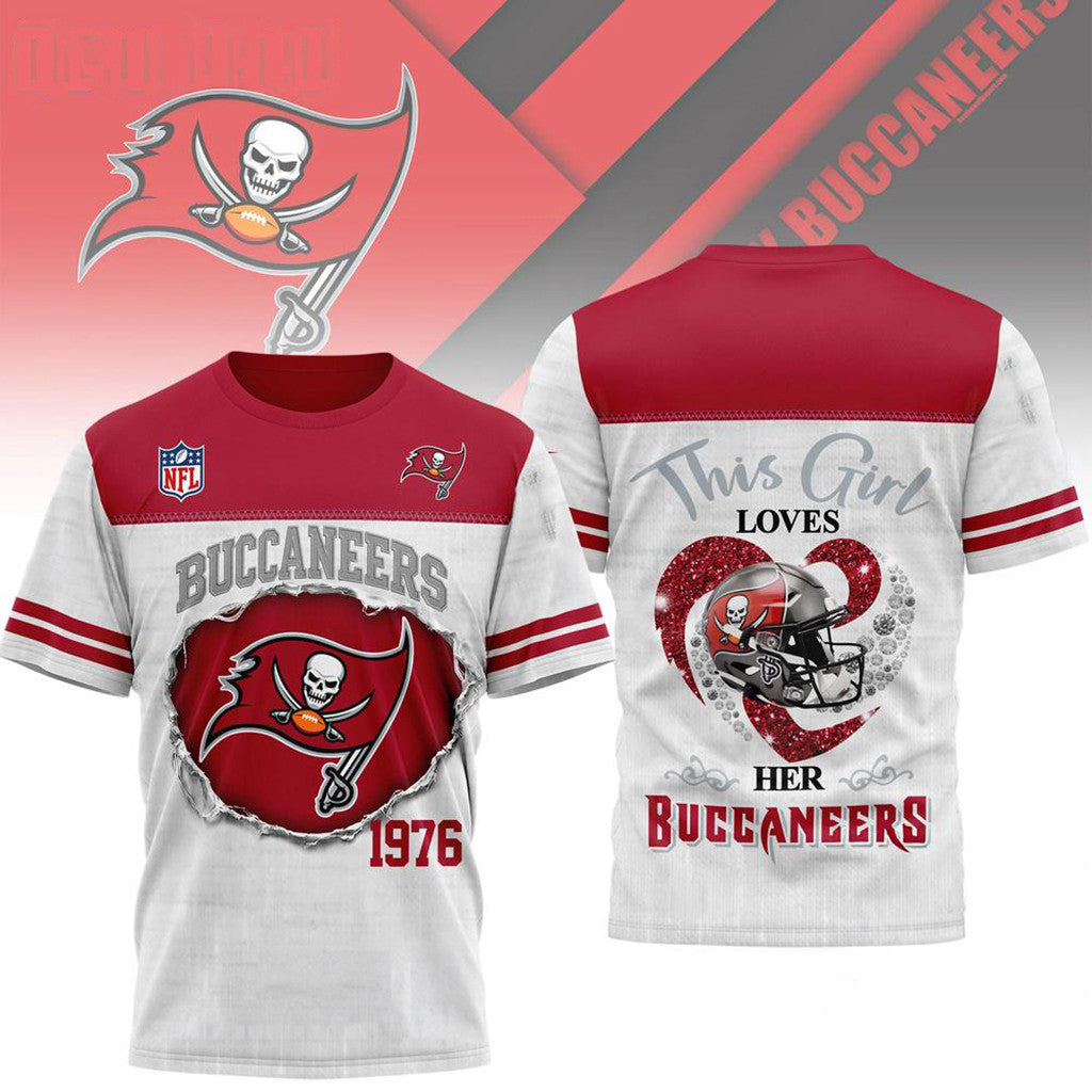 Tampa Bay Buccaneers Merch This Girl Loves Her Buccaneers T-Shirt Gifts For Brother - Merchluma