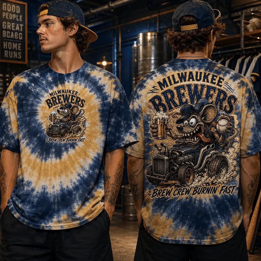 Milwaukee Brewers Tie-Dye Mascot T-Shirt Milwaukee Brewers Brew Crew Burnin Fast Merch Present - Merchluma