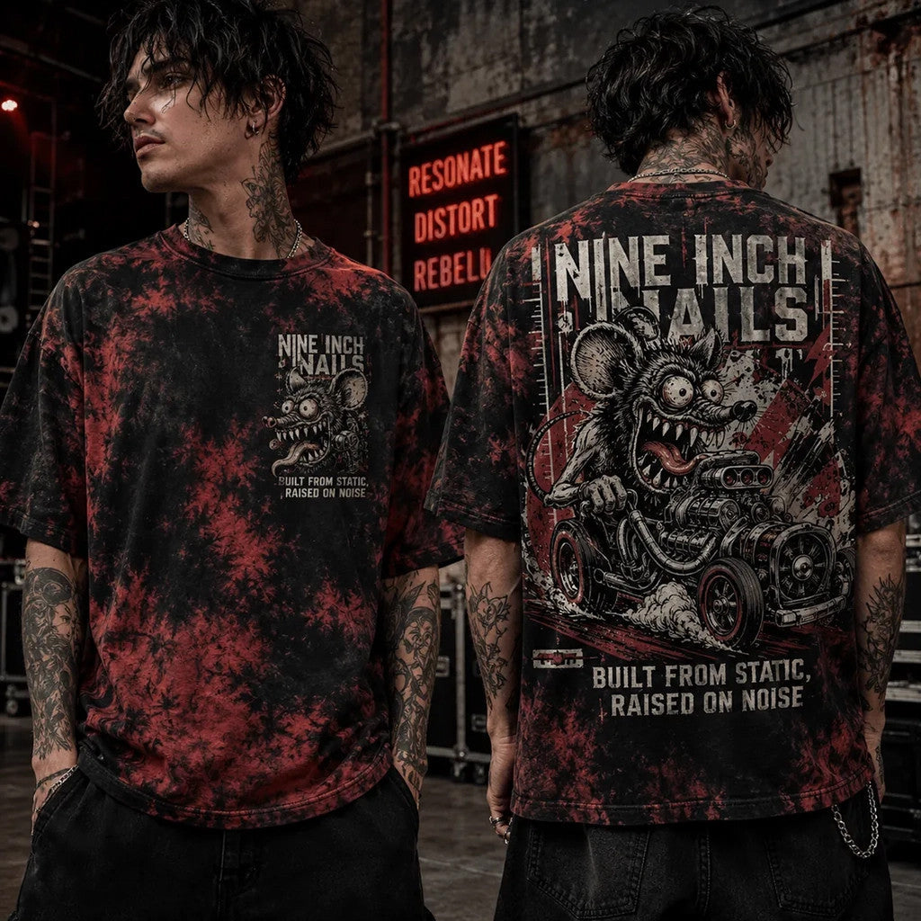 Nine Inch Nails Tie Dye Mascot T-Shirt Nine Inch Nails Built From Static Raised On Noise Merch - Merchluma