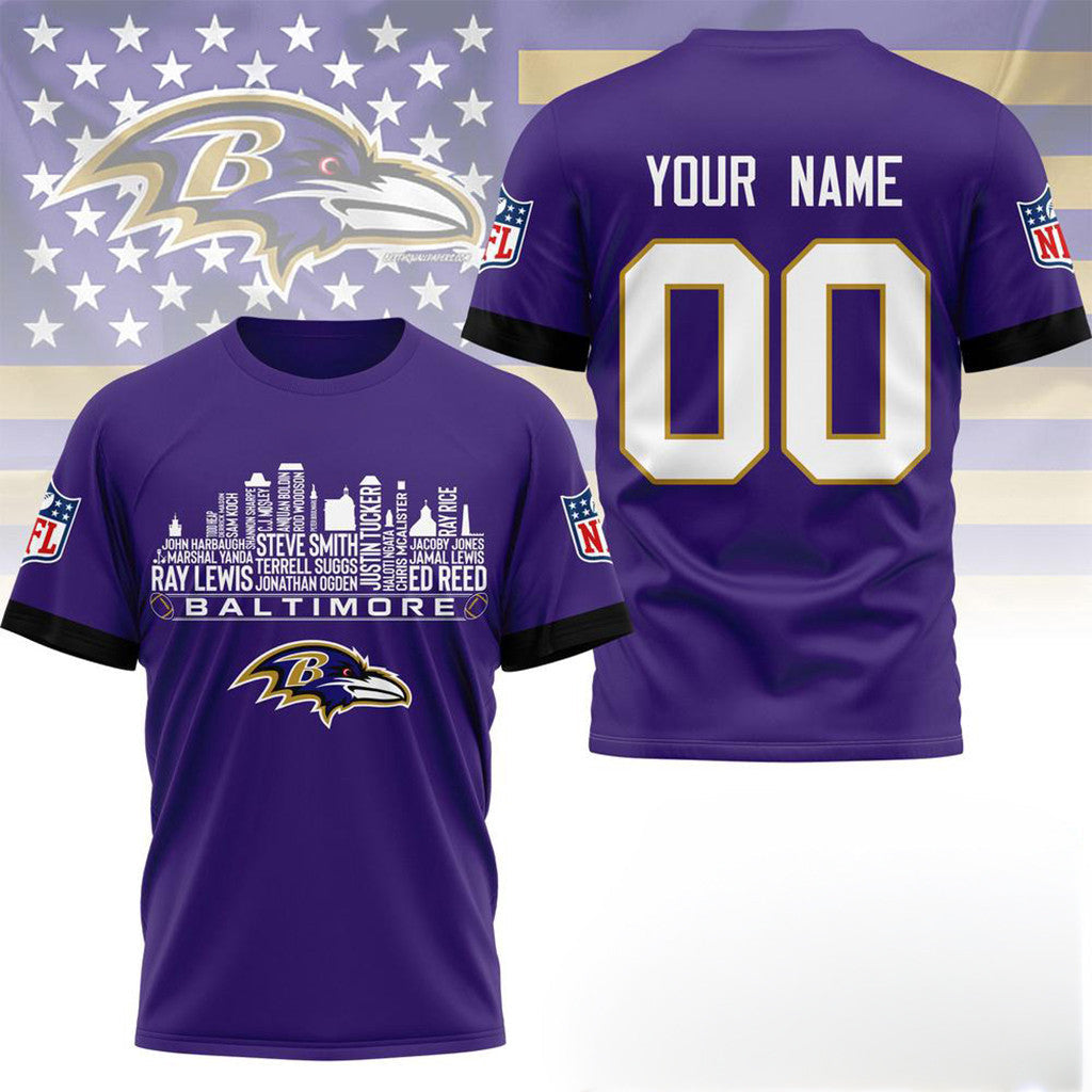 Personalized Baltimore Ravens Gameday T-Shirt Baltimore Ravens Merch Gifts For Teen Fans - Merchluma