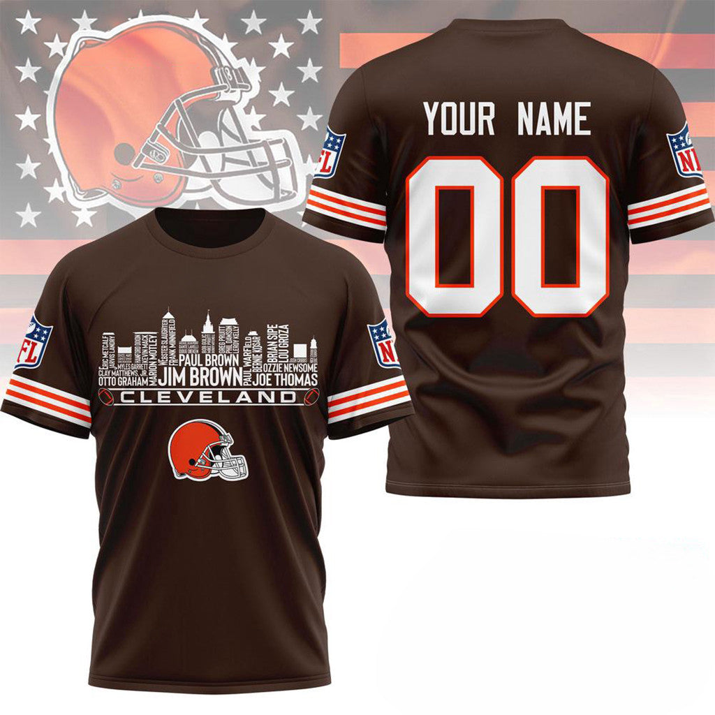 Personalized Cleveland Browns Game Day Skyline T-Shirt Cleveland Browns Merch Gifts - Merchluma