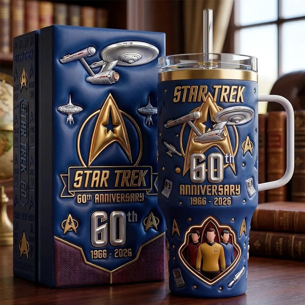 Star Trek 60th Anniversary Handle Tumbler Star Trek 2026 Merch Useful Gift For Him - Merchluma