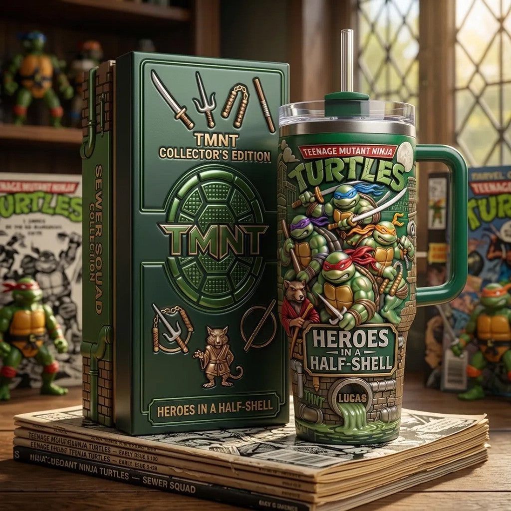 Teenage Mutant Ninja Turtles Heroes In A Half Shell Handle Tumbler TMNT Merch Gift For Tv Fans - Merchluma