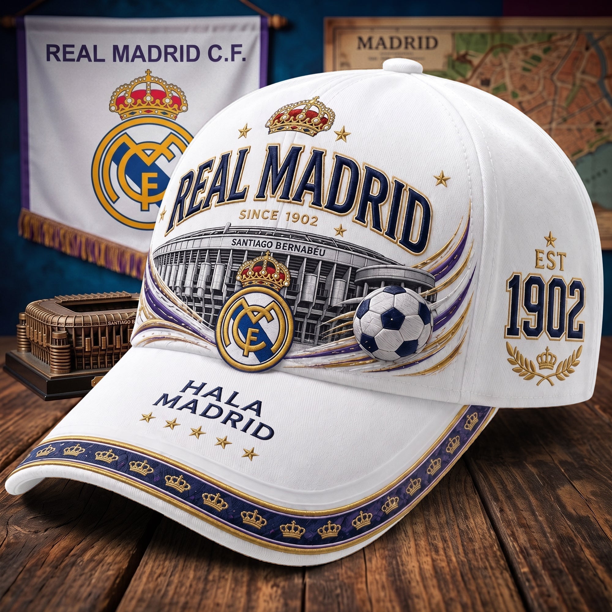 Real Madrid Merch 2026 Hala Madrid Est 1902 Hat Football Fan Gear Gifts For Husband - Merchluma
