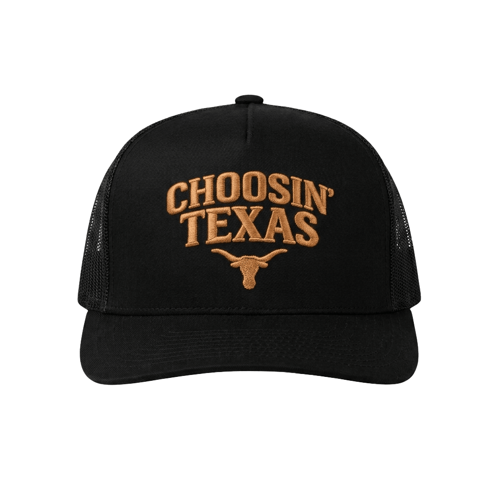 Choosin Texas Black Trucker Hat Embroidered Ella Langley Merch 2026 Gift For Music Lovers - Merchluma